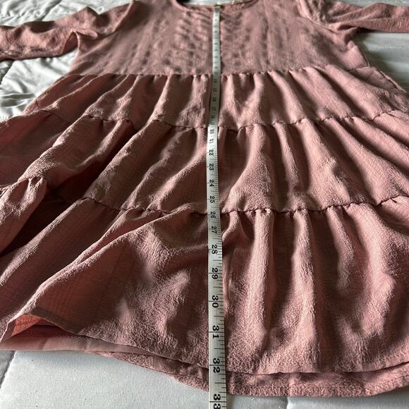 Women's Logenlook Mod Pink 3/4 sleeve short ruffle style dress SZ L flowy comfy - Picture 9 of 10